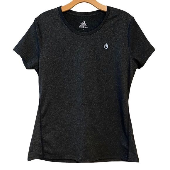 Icyzone L Black Base Layer Exercise Workout Stretch Short Sleeve T-Shirt - Picture 1 of 8